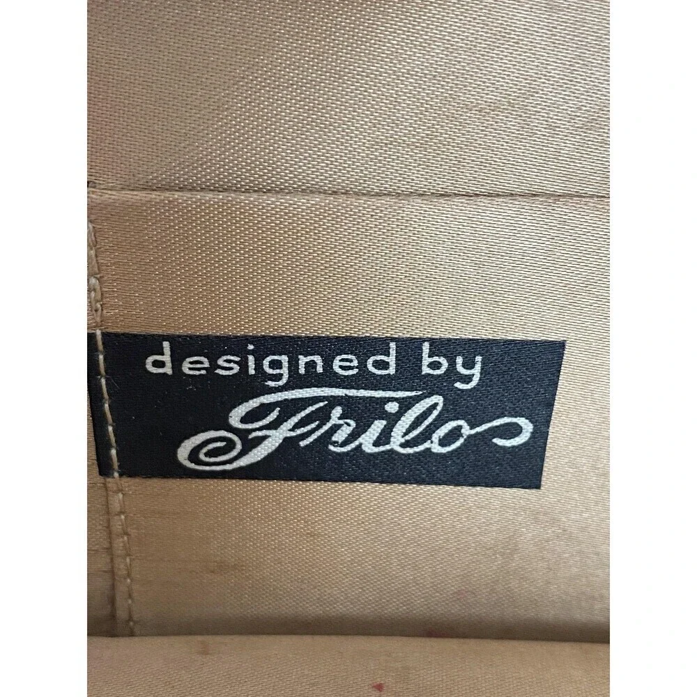 Vintage Frilo Clutch Purse Womens Small Black Velvet Gold Satin Lined Kiss Lock